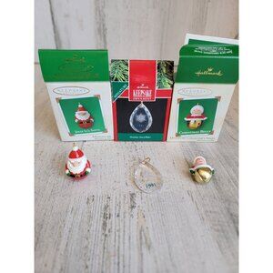 Hallmark‎ Jolly santa Mrs claus holiday snowflake miniature ornament Xmas set